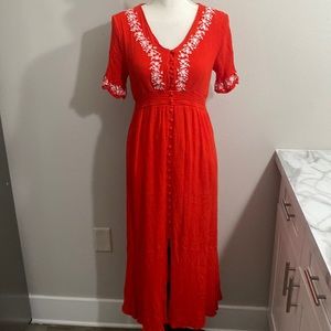 ALYA Red midi dress